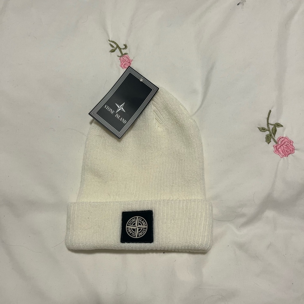 Stone Island White Beanie